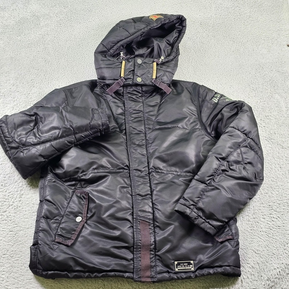 US Army 1st Infantry Division Jacket Mens Small Hooded Puffer Military